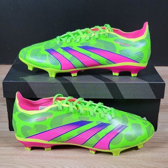 adidas Predator League FG Gen Pre Soccer Cleats Size 9.5 Mens Green Pink ID0701 - Picture 1 of 9